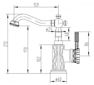 Смеситель для раковины ZORG Antic A 114U-BR